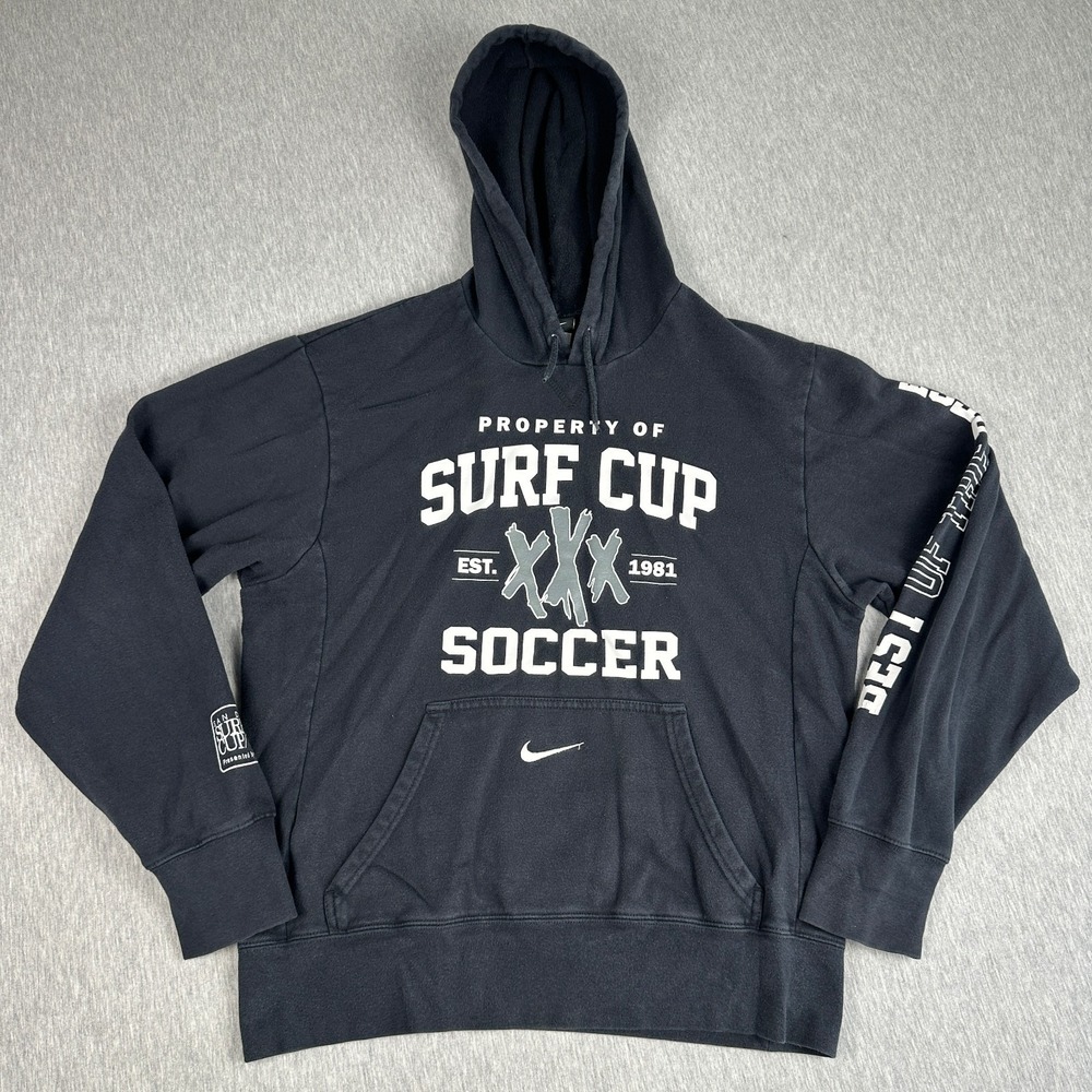 Vintage Nike Surf Cup Soccer Hoodie Mens S Black Center Swoosh San Diego 1981